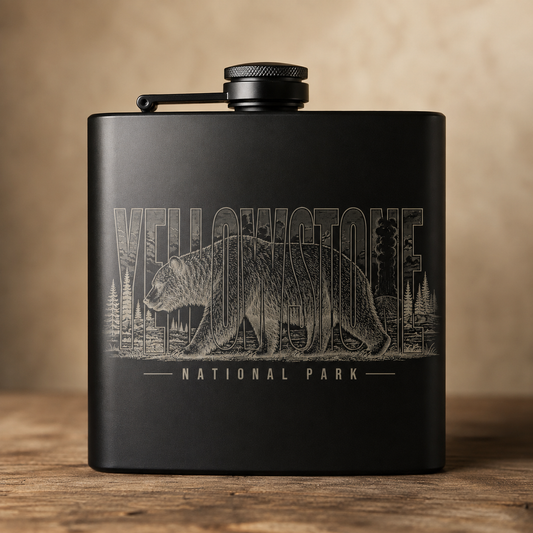 Yellowstone National Park Grizzly Premium Flask product image