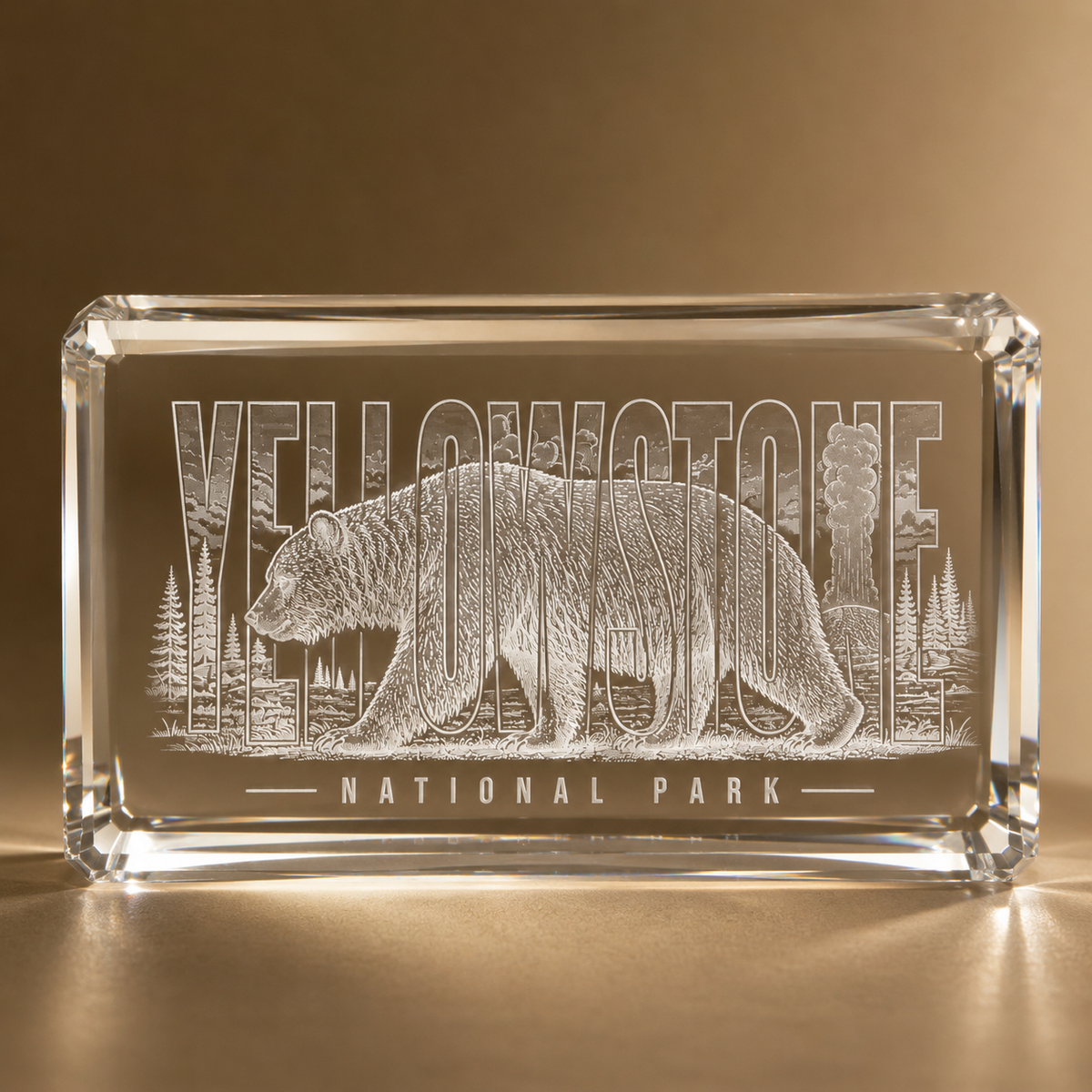 Yellowstone National Park Grizzly K9 Crystal Paperweight product image