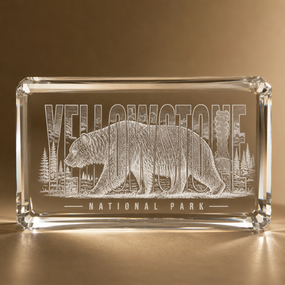 Yellowstone National Park Grizzly K9 Crystal Paperweight product image