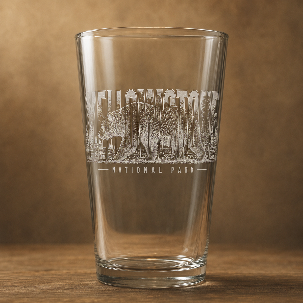 Yellowstone National Park Grizzly Beer Pint product image