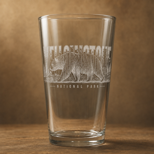 Yellowstone National Park Grizzly Beer Pint product image