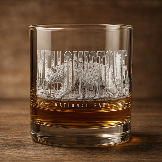 Yellowstone National Park Grizzly Rocks Glass product image