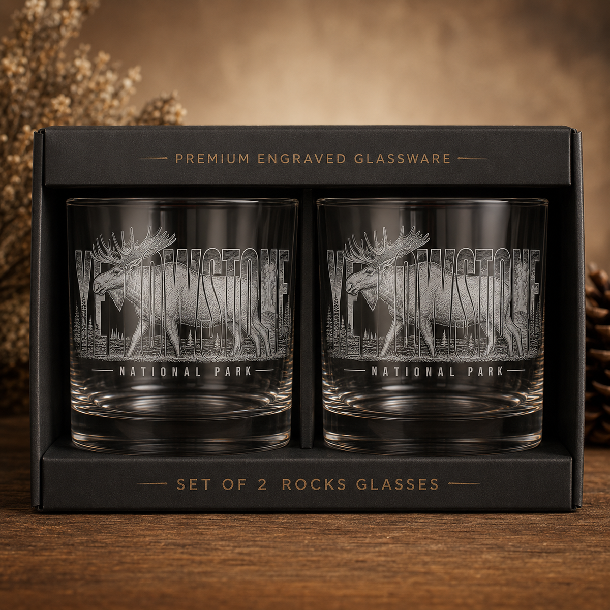 Yellowstone National Park Moose Rocks Glass Gift Set product image