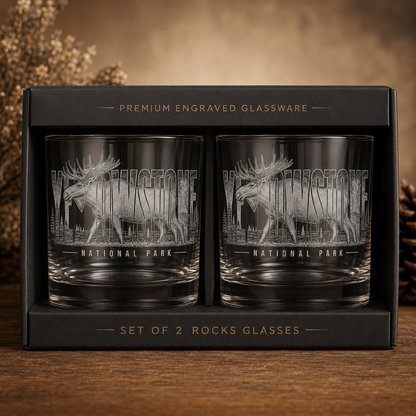 Yellowstone National Park Moose Rocks Glass Gift Set product image