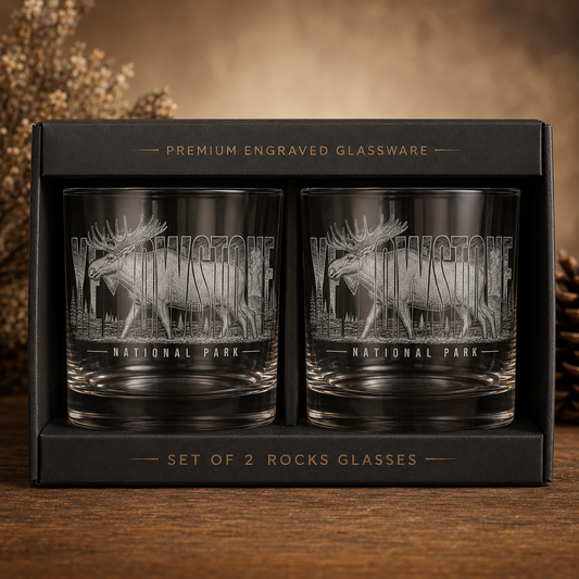 Yellowstone National Park Moose Rocks Glass Gift Set product image
