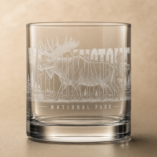 Yellowstone National Park Moose Rocks Glass product image