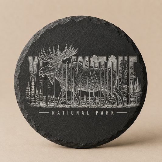 Yellowstone National Park Moose Round Slate Coaster product image