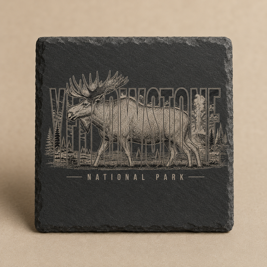 Yellowstone National Park Moose Square Slate Coaster product image