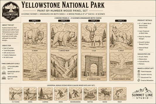 Yellowstone National Park — Paint-by-Number Wood Panel Set product overview
