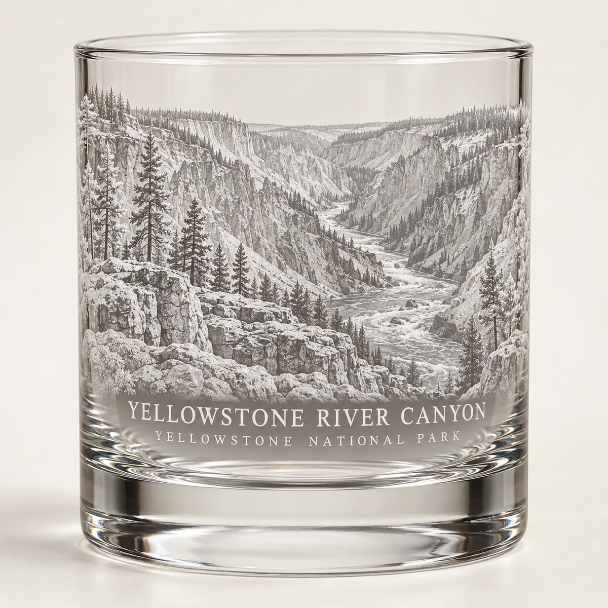 Yellowstone River Canyon Rocks Glass — product mockup