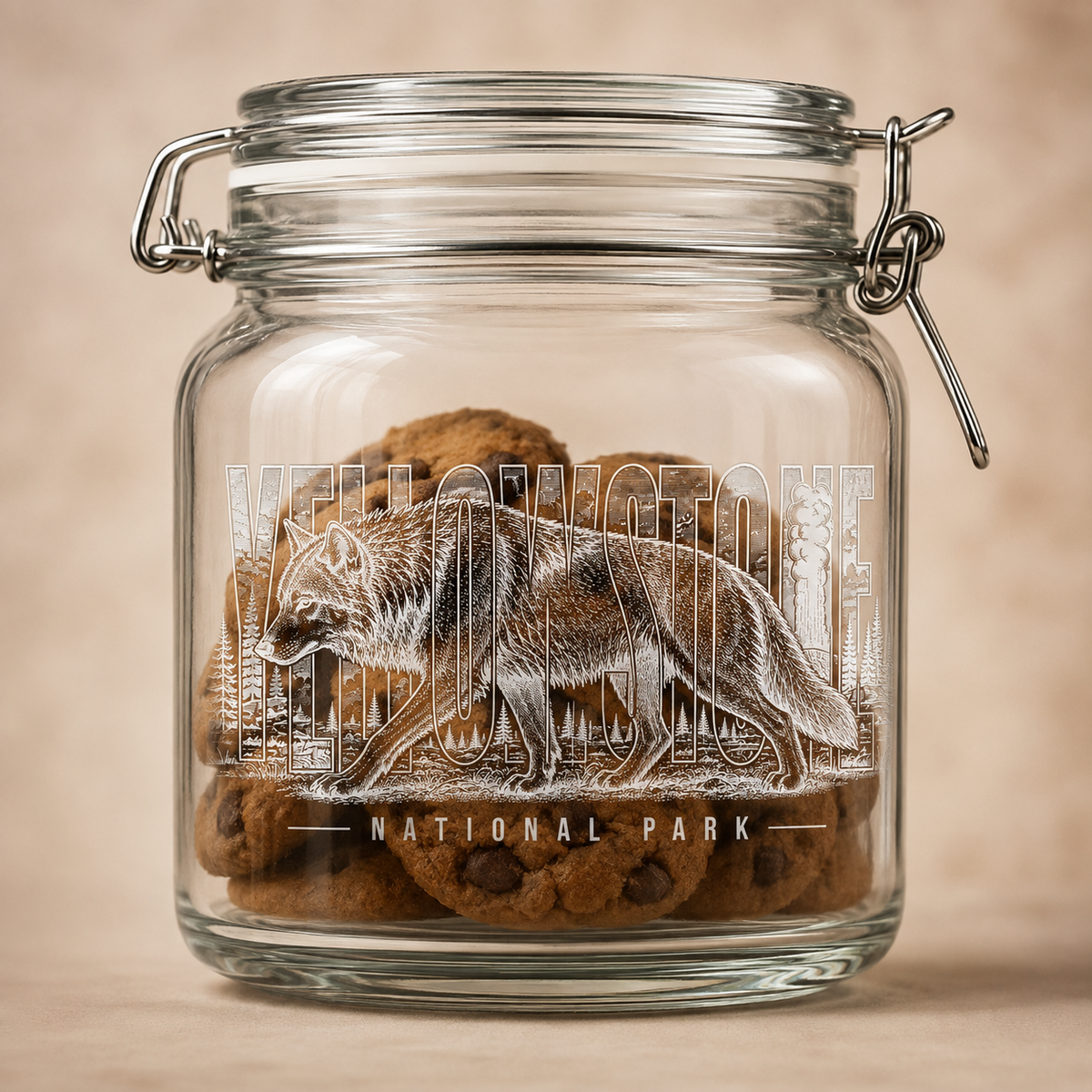 Yellowstone National Park Wolf Hinged Cookie Jar product image
