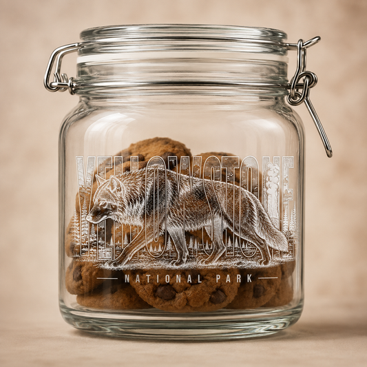 Yellowstone National Park Wolf Hinged Cookie Jar product image