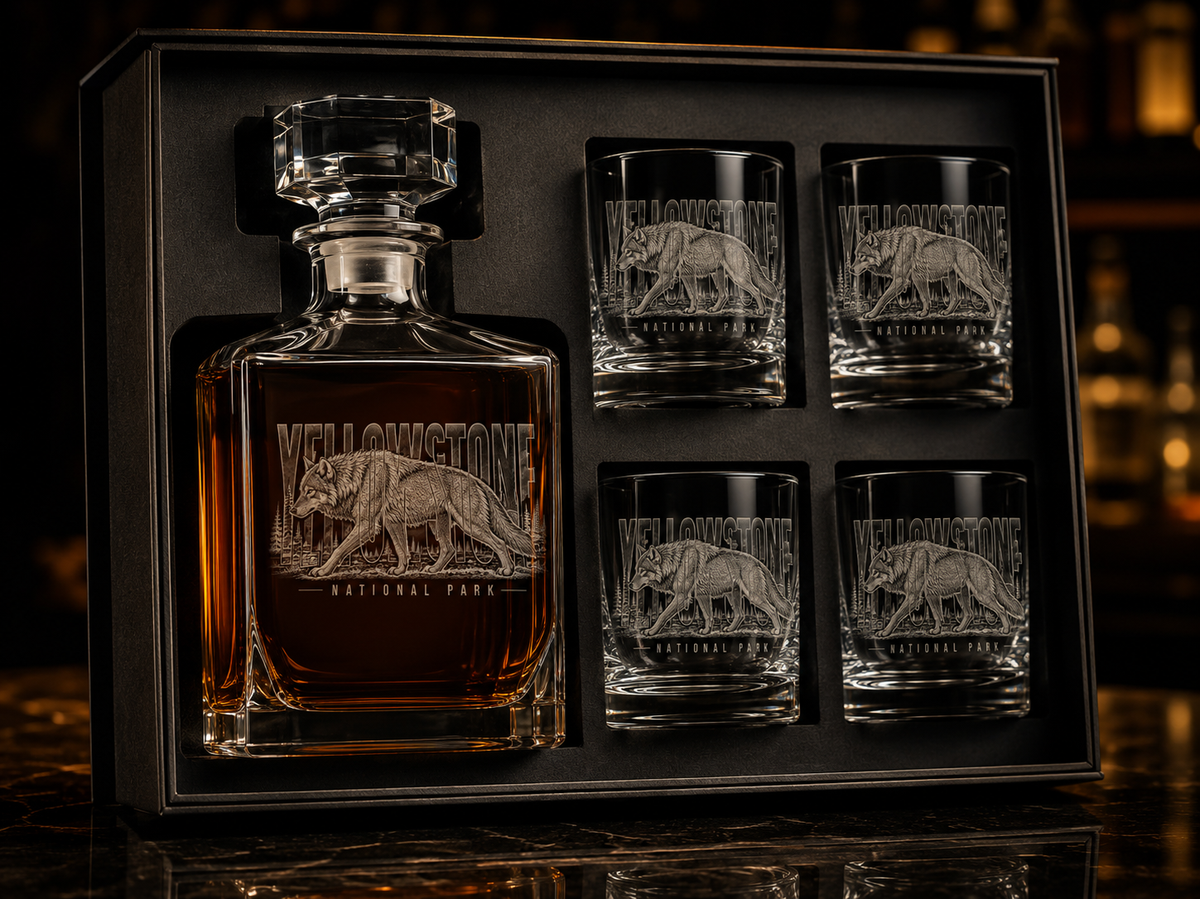 Yellowstone National Park Wolf Decanter Gift Set product image