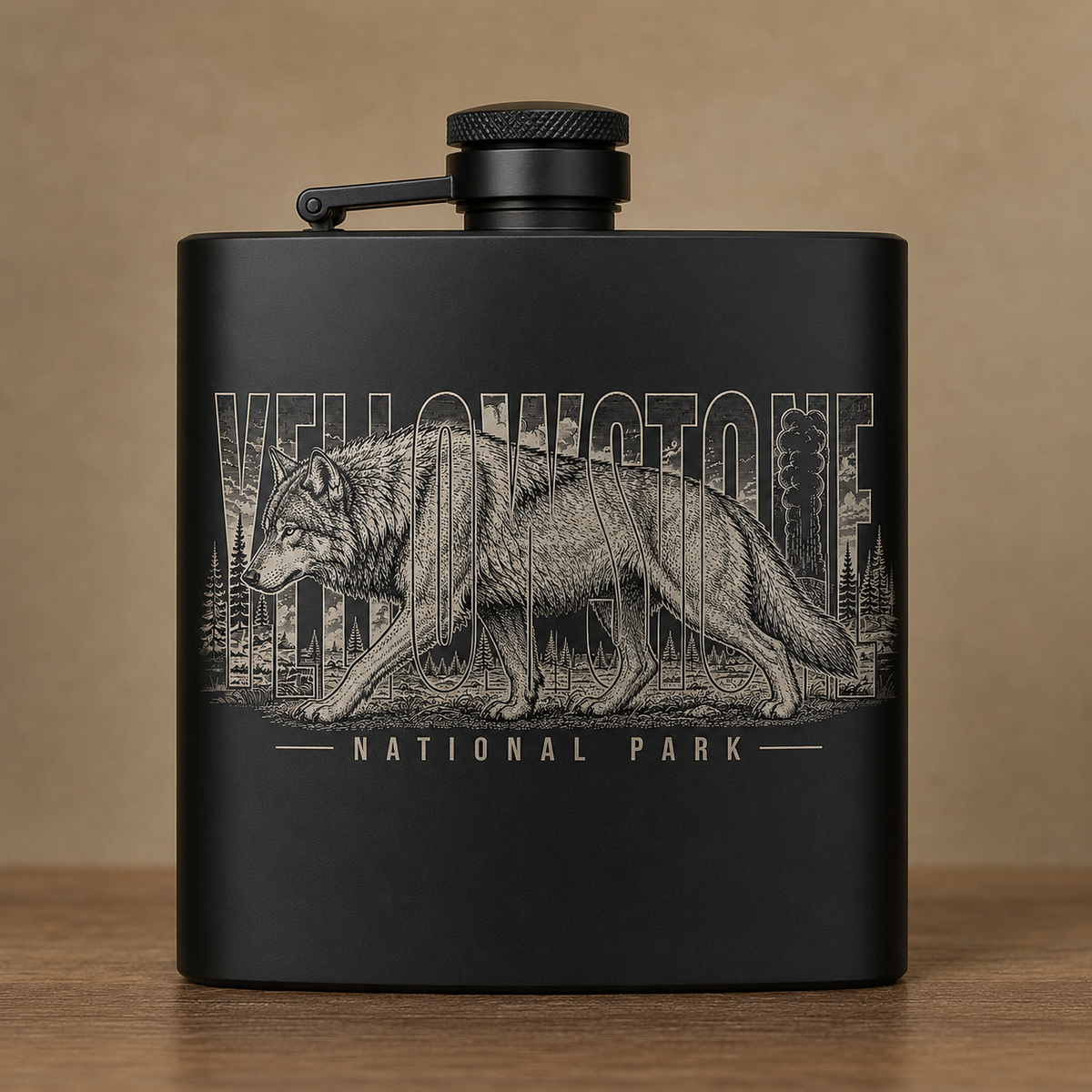 Yellowstone National Park Wolf Premium Flask product image