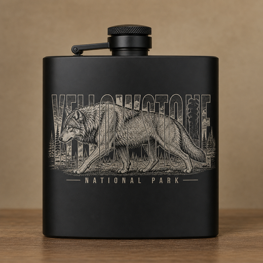 Yellowstone National Park Wolf Premium Flask product image