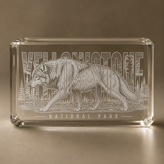Yellowstone National Park Wolf K9 Crystal Paperweight product image