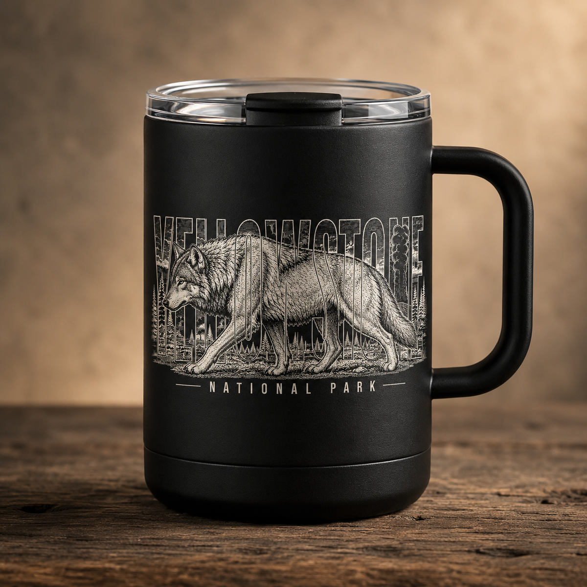 Yellowstone National Park Wolf 24 oz Handle Mug product image