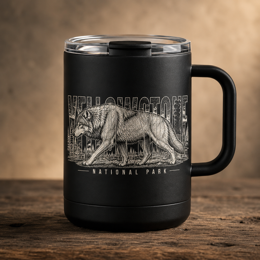Yellowstone National Park Wolf 24 oz Handle Mug product image