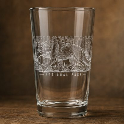 Yellowstone National Park Wolf Beer Pint product image
