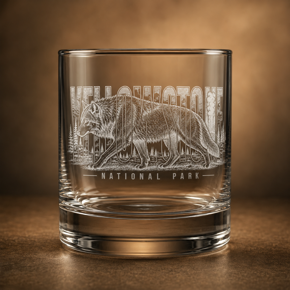 Yellowstone National Park Wolf Rocks Glass product image