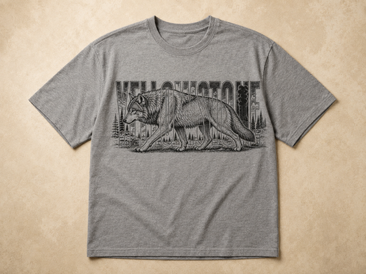 Yellowstone National Park Wolf Ash Heavyweight T-Shirt product image