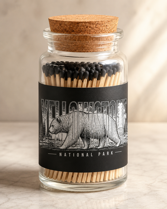 Yellowstone National Park Grizzly Custom Matchstick Jar product image